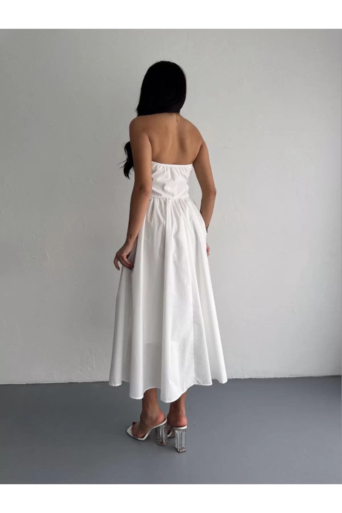 Modern Series - Straplez Pileli Elbise